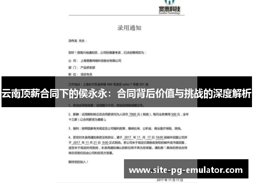 云南顶薪合同下的侯永永：合同背后价值与挑战的深度解析
