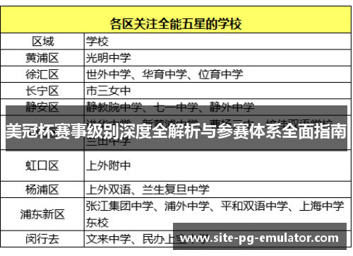 美冠杯赛事级别深度全解析与参赛体系全面指南 美冠杯赛事级别深度全解析与参赛体系全面指南
